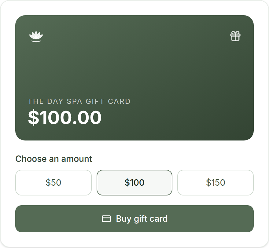 Gift card purchase screen